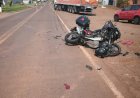 Motociclista e passageira ficam feridos em acidente na  região