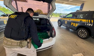 PRF prende casal transportando 131 quilos de drogas em carro com criança e cachorro no Noroeste do Paraná