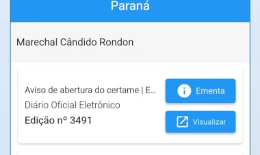 Diário Oficial de Marechal Cândido Rondon também pode ser acessado por aplicativo
