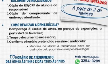 Seguem abertas as matrículas para a Escola de Artes de Marechal Cândido Rondon