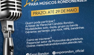 Músicos rondonenses podem se inscrever para a Expo Rondon 2026 até 29 de maio