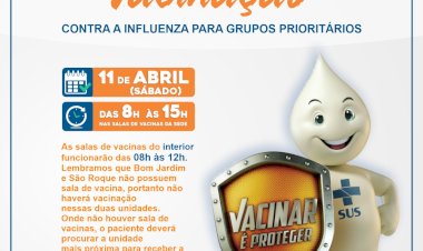 Dia D de Vacinação contra a Influenza será neste sábado em Marechal Rondon