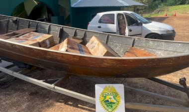 BPFRON apreende embarcação, veículo e carga de cigarros contrabandeados em Santa Helena