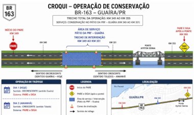 Via Campo realiza obras com sistema Pare e Siga na BR-163 em Guaíra