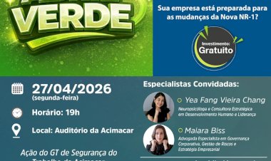 Prefeitura e Acimacar promovem talk show sobre nova NR-1 nesta segunda-feira