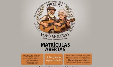 Projeto “Vovô Violeiro” oferecerá aulas gratuitas de violão para idosos em Marechal Cândido Rondon