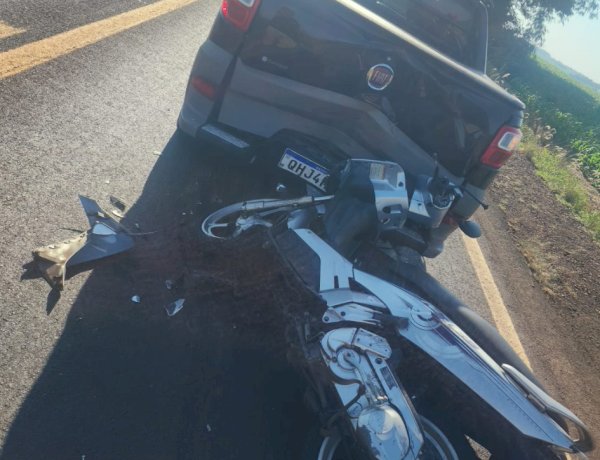 Motociclista fica ferido em colisão traseira na PRC-467 em Marechal Rondon