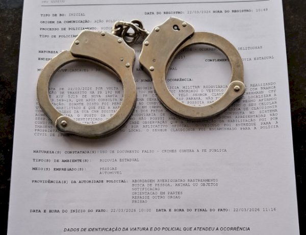 Homem que dirigia carro com placas de Nova Santa Rosa  é preso por uso de CNH falsa durante fiscalização na PR-182