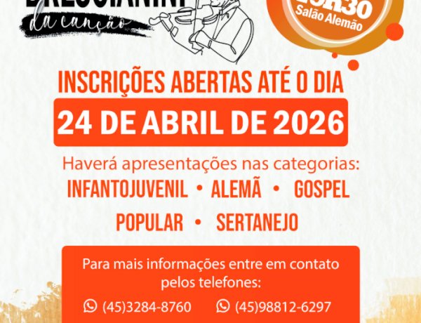 Inscrições abertas para o 4º Festival Brescianini da Canção em Marechal Rondon