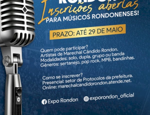 Músicos rondonenses podem se inscrever para a Expo Rondon 2026 até 29 de maio