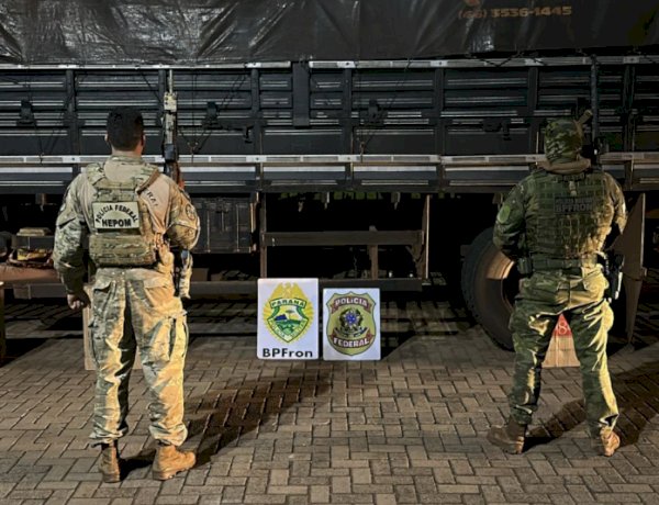 BPFRON e Polícia Federal apreendem caminhão com 20 mil pacotes de cigarros contrabandeados em Mercedes