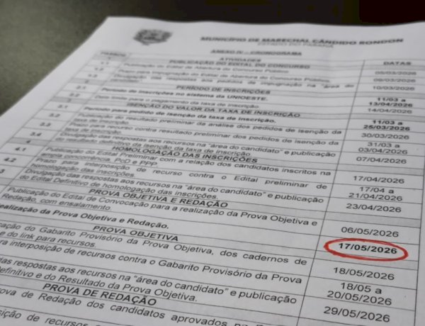 Cerca de 7,5 mil candidatos fazem prova do concurso da prefeitura de Marechal Rondon neste domingo