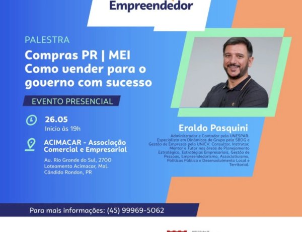Sala do Empreendedor promove palestra sobre vendas ao governo e participação em licitações em Marechal Rondon