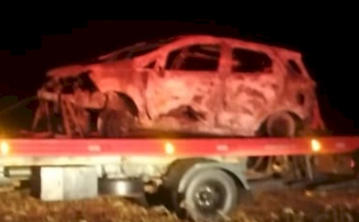 Incêndio destrói veículo na PR-364 entre Palotina e Terra Roxa