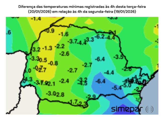 Massa de ar seco provoca queda nas temperaturas mínimas no Paraná e aponta 10 dias sem chuva para Microrregião de Marechal