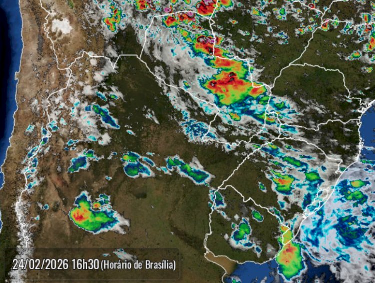 Sistema frontal avança sobre o Oeste do Paraná e eleva risco de temporais nesta terça (24)