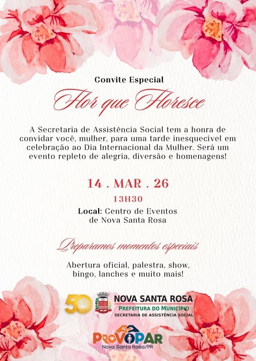 Nova Santa Rosa terá evento especial em homenagem ao Dia Internacional da Mulher