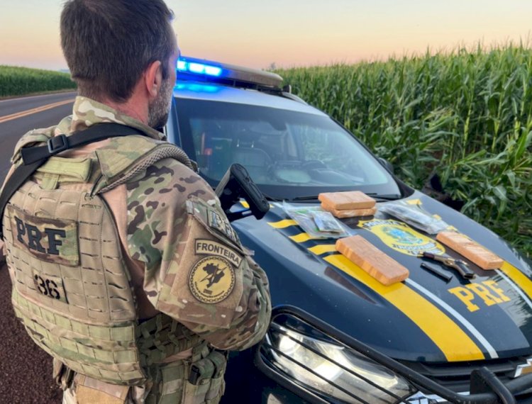 PRF apreende drogas e arma após perseguição na BR-163