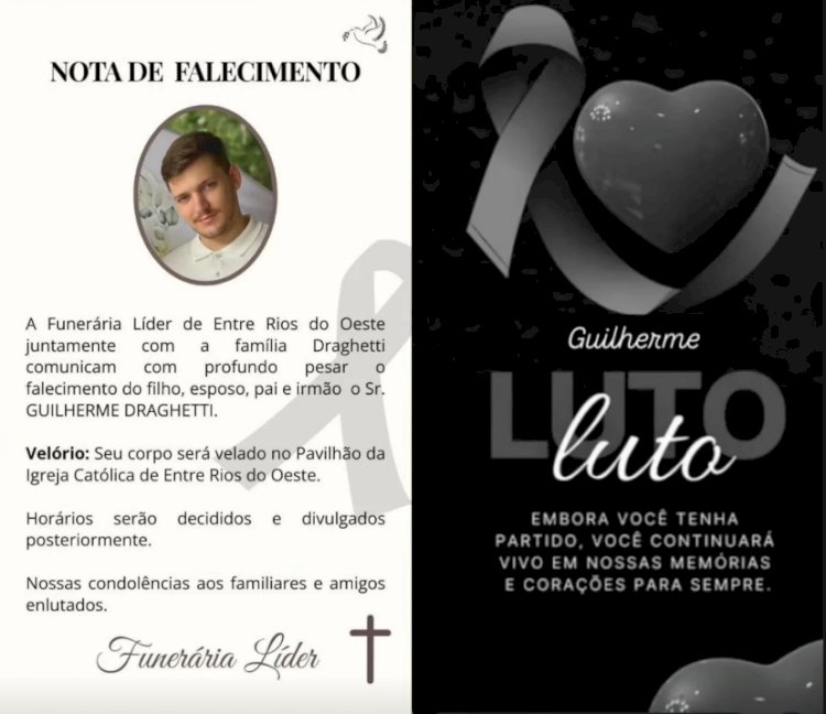 Jovem  de Entre Rios do Oeste morre após quatro dias internado por acidente na PR-495