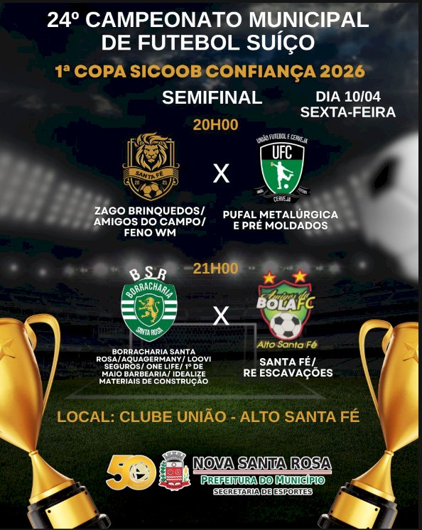 Semifinais do Campeonato de Futebol Suíço agitam Nova Santa Rosa nesta sexta-feira