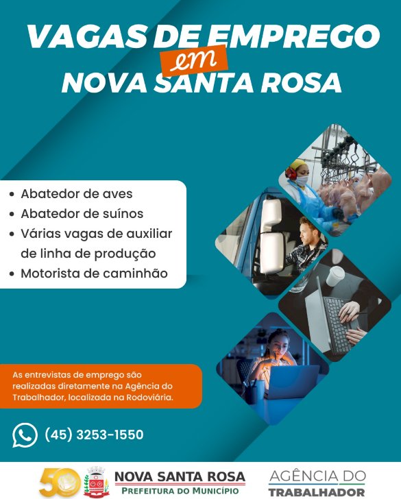 Agência do Trabalhador de Nova Santa Rosa fará entrevistas para vagas na C.Vale