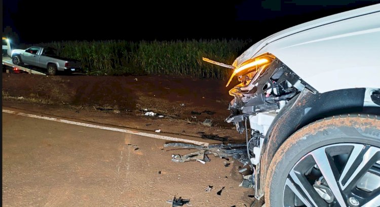 Acidente entre Amarok e Virtus deixa homem ferido na PR-182, em Maripá