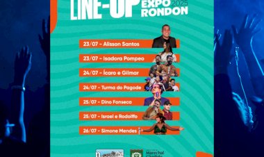 Programação Expo Rondon quinta-feira 24 de julho de 2025