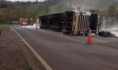 Motorista de caminhão com placas de Guaíra morre em acidente na PR-484
