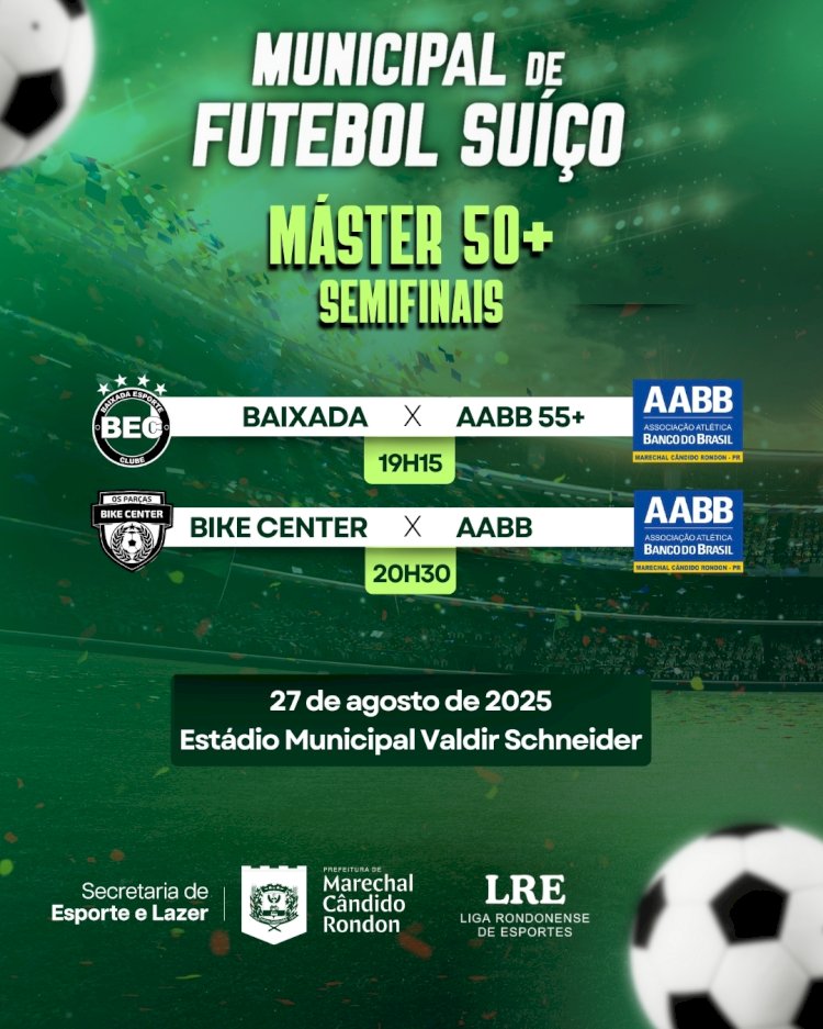 Semifinais do Municipal de Futebol Suíço Máster definem finalistas nesta quarta-feira (27)