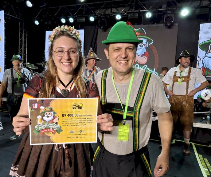 Lariane Fiorini é campeã do Chope em Metro Feminino da Oktoberfest 2025 de Marechal Cândido Rondon.