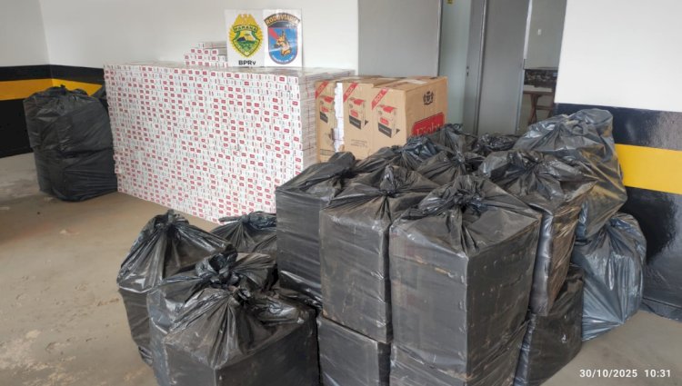 Operação Protetor: Polícia Rodoviária recupera veículo furtado e apreende carga de cigarros contrabandeados