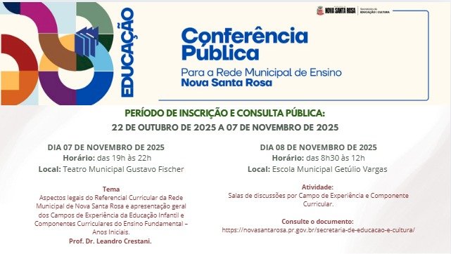Secretaria de Educação reforça o convite para a comunidade debater o Referencial Curricular durante Conferência Pública