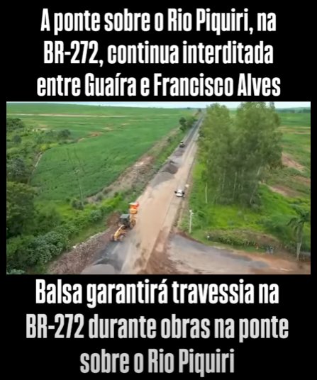 Balsa no Rio Piquiri na BR 272 deve começar a operar na próxima semana