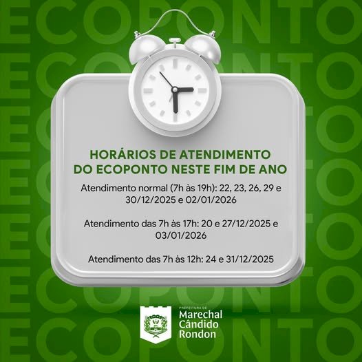 Ecoponto terá horários especiais de atendimento no fim de ano em Marechal Cândido Rondon