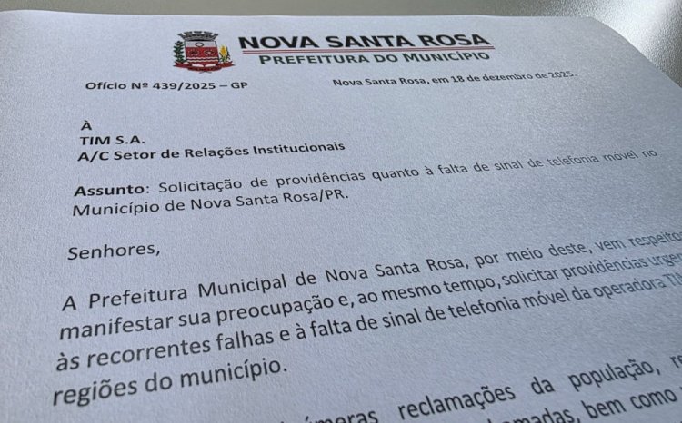Prefeitura cobra providências da TIM por falhas no sinal de telefonia em Nova Santa Rosa
