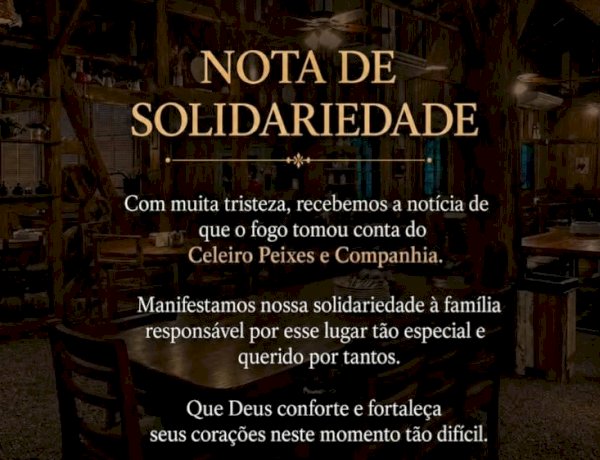 Nota de solidariedade é divulgada após incêndio destruir o Celeiro Peixes e Companhia
